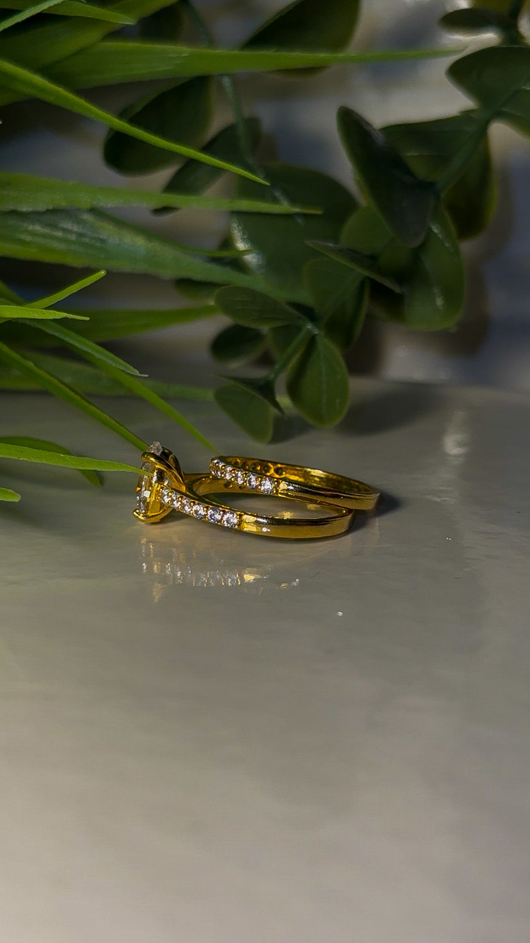 22ct Gold 'Jamila Double' Tear Drop Wedding set