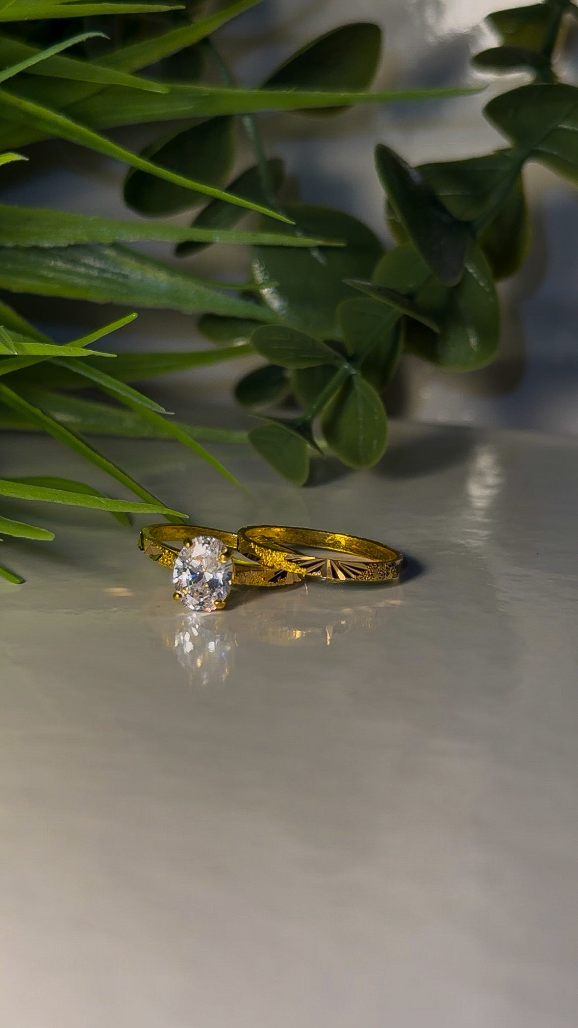22ct Oval 'Tali Double' Diamond Cut Wedding Ring Set