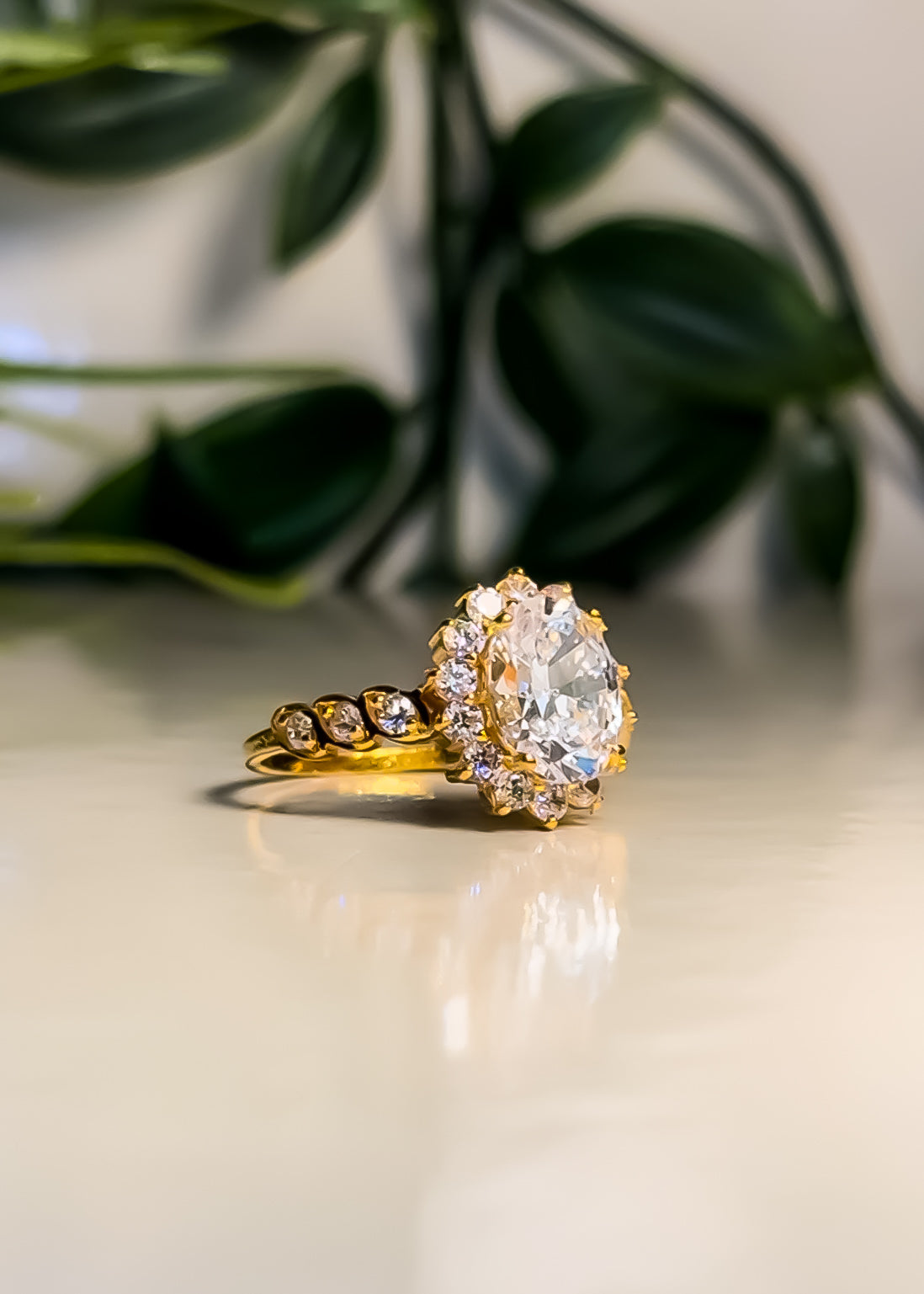22ct Gold Oval halo “Henna” Ring