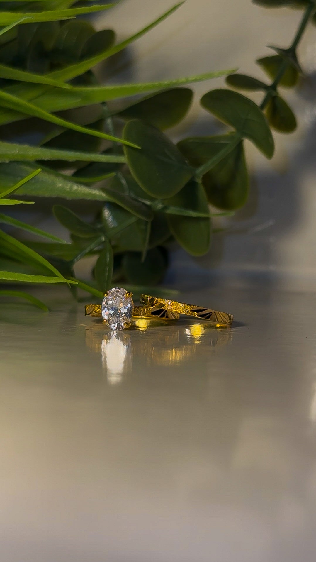 22ct Oval 'Tali Double' Diamond Cut Wedding Ring Set