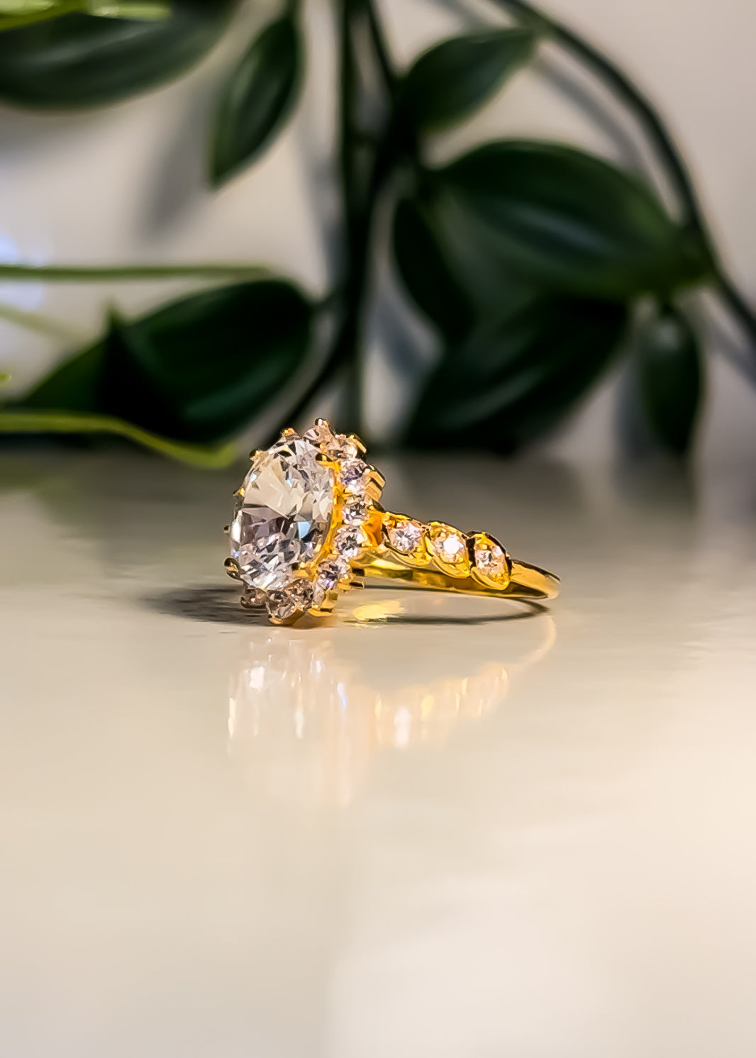 22ct Gold Oval halo “Henna” Ring