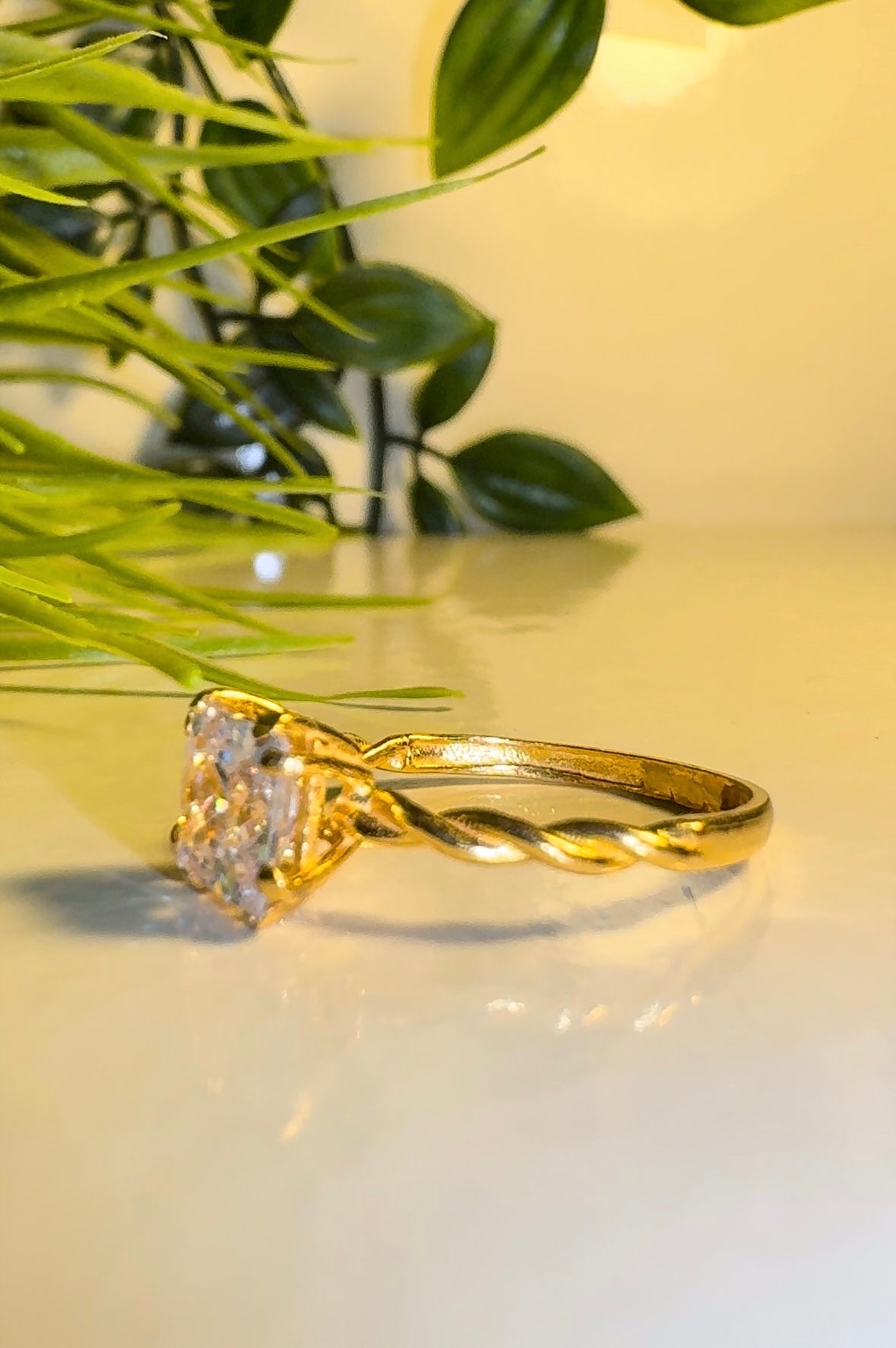 22ct Gold Twist Cushion cut "Diya" Ring