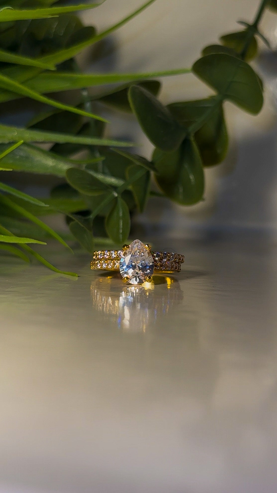 22ct Gold 'Jamila Double' Tear Drop Wedding set
