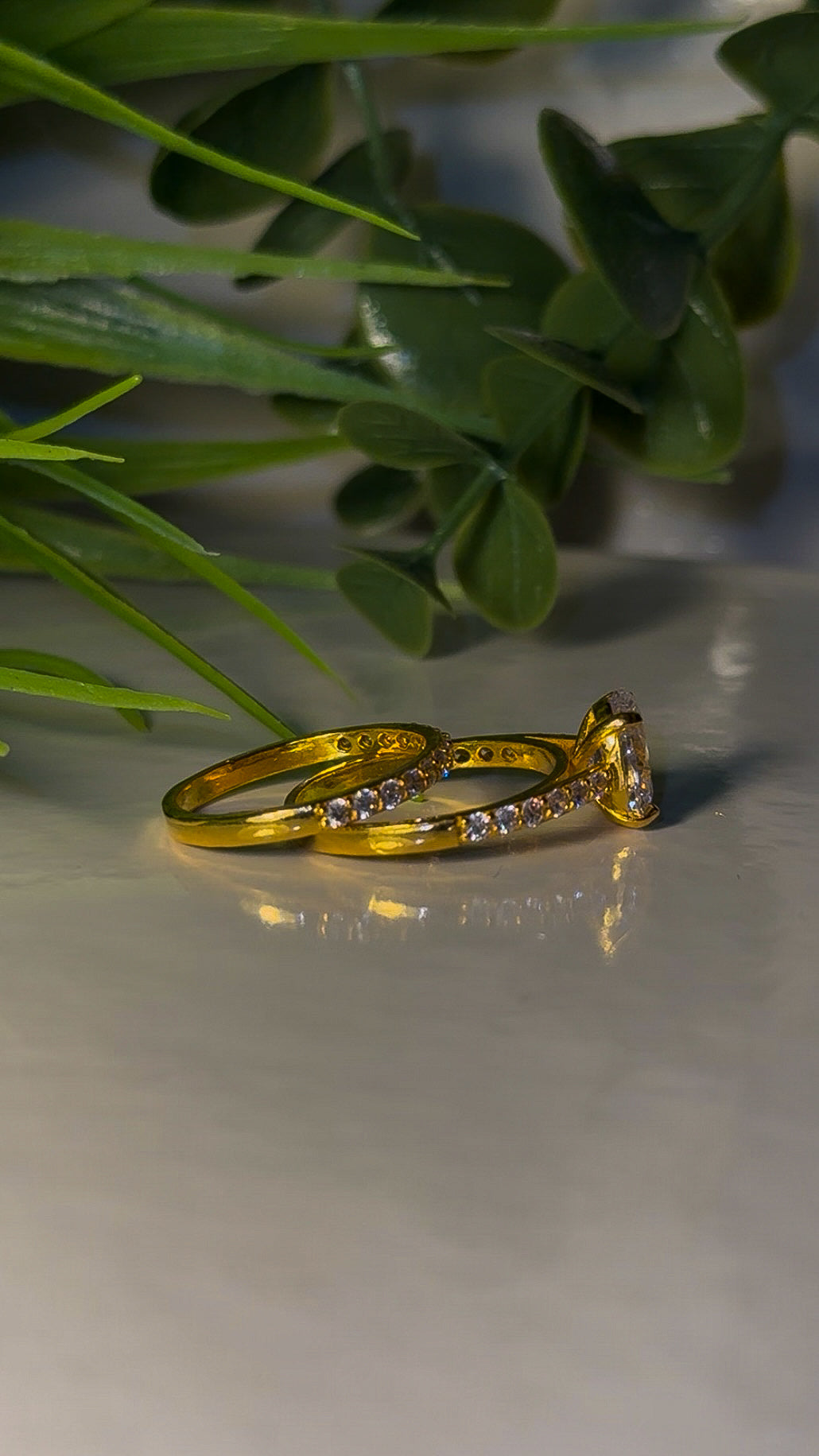 22ct Gold 'Jamila Double' Tear Drop Wedding set