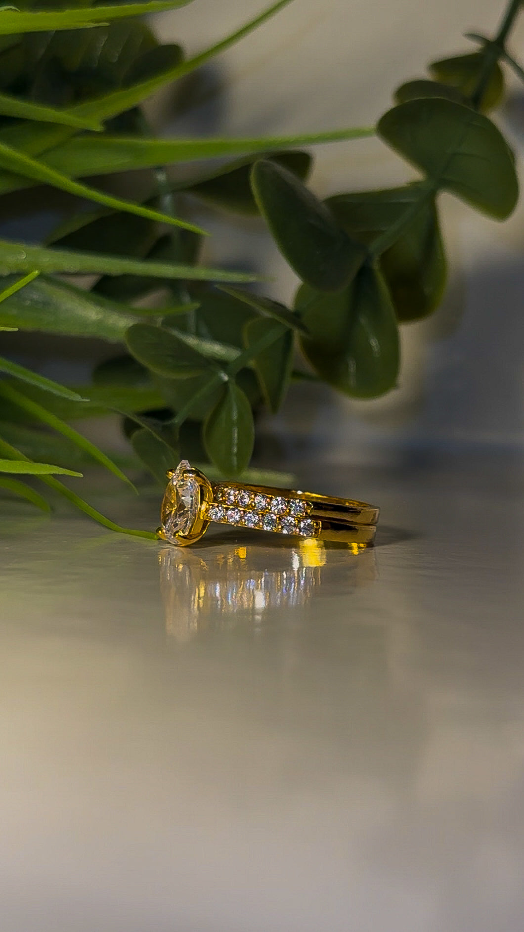 22ct Gold 'Jamila Double' Tear Drop Wedding set