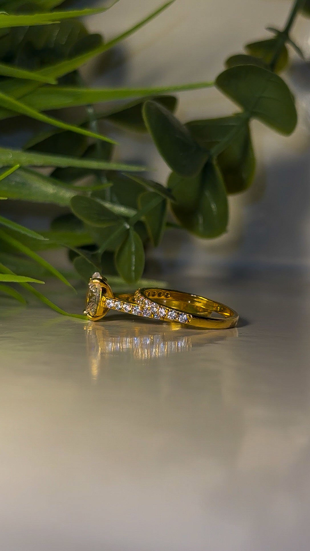 22ct Gold 'Jamila Double' Tear Drop Wedding set