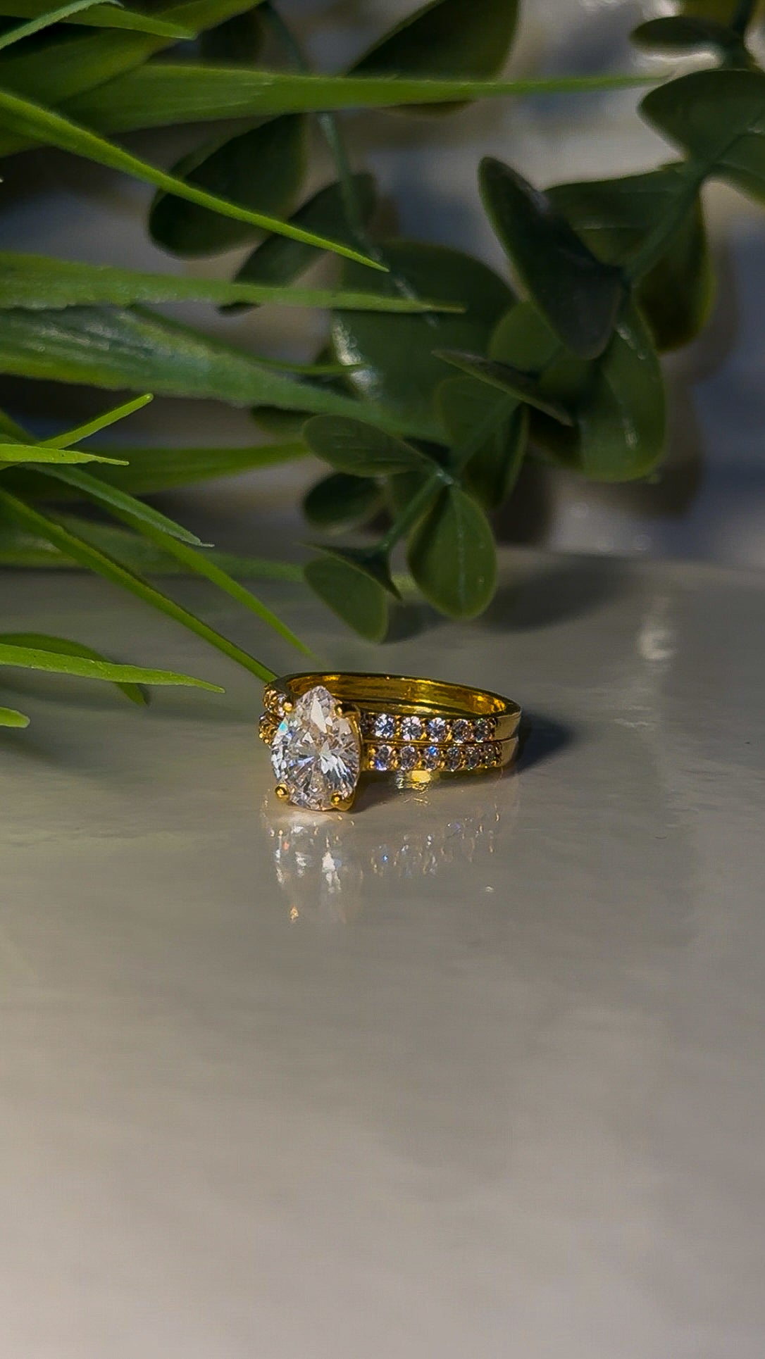 22ct Gold 'Jamila Double' Tear Drop Wedding set