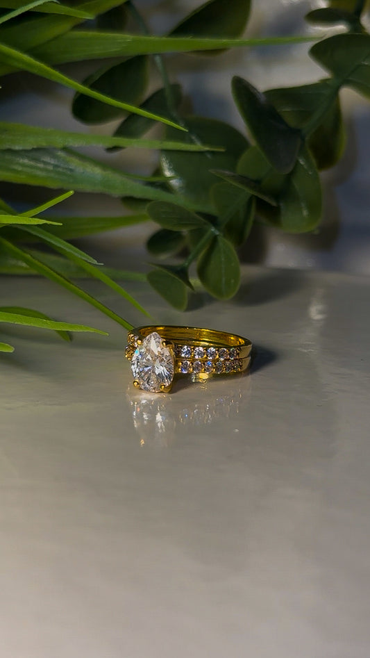 22ct Gold 'Jamila Double' Tear Drop Wedding set