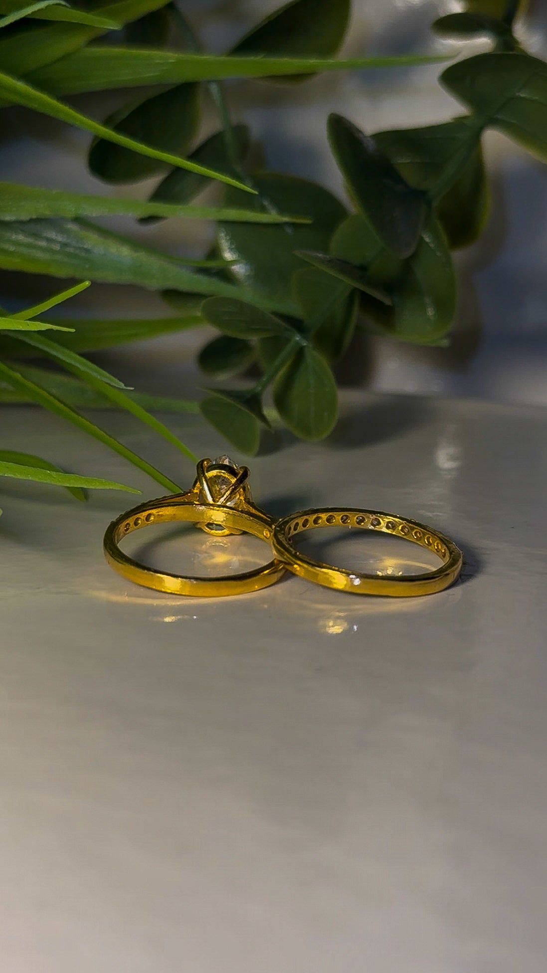22ct Gold 'Jamila Double' Tear Drop Wedding set
