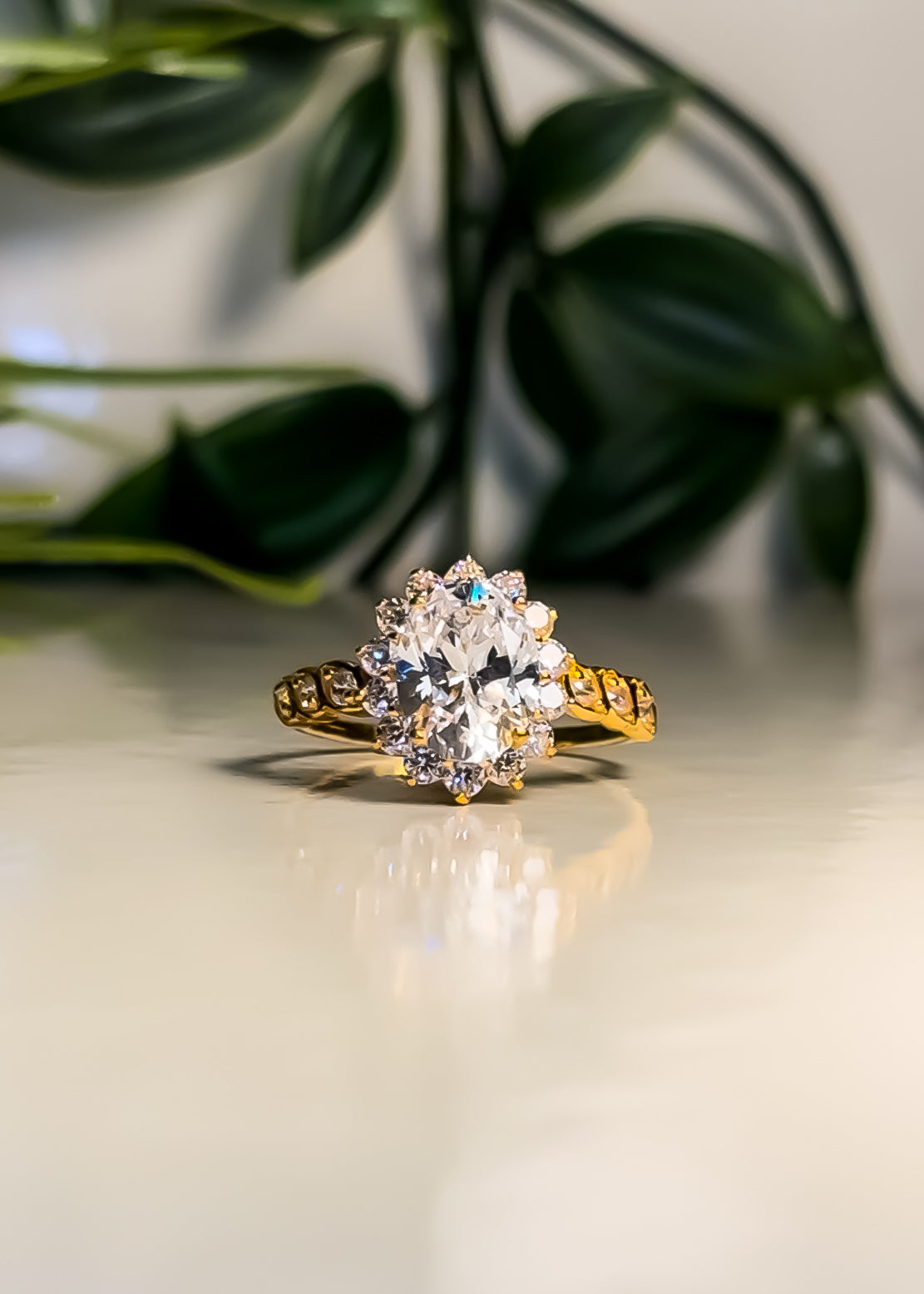 22ct Gold Oval halo “Henna” Ring