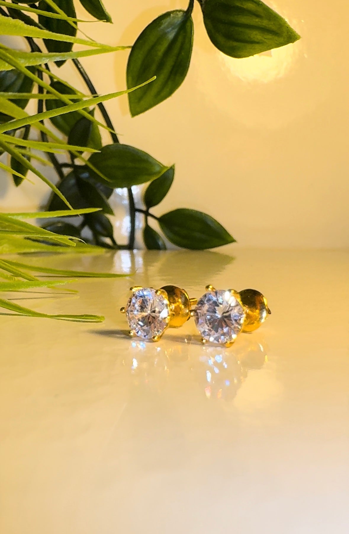 Solitaire Gold Stud Earrings