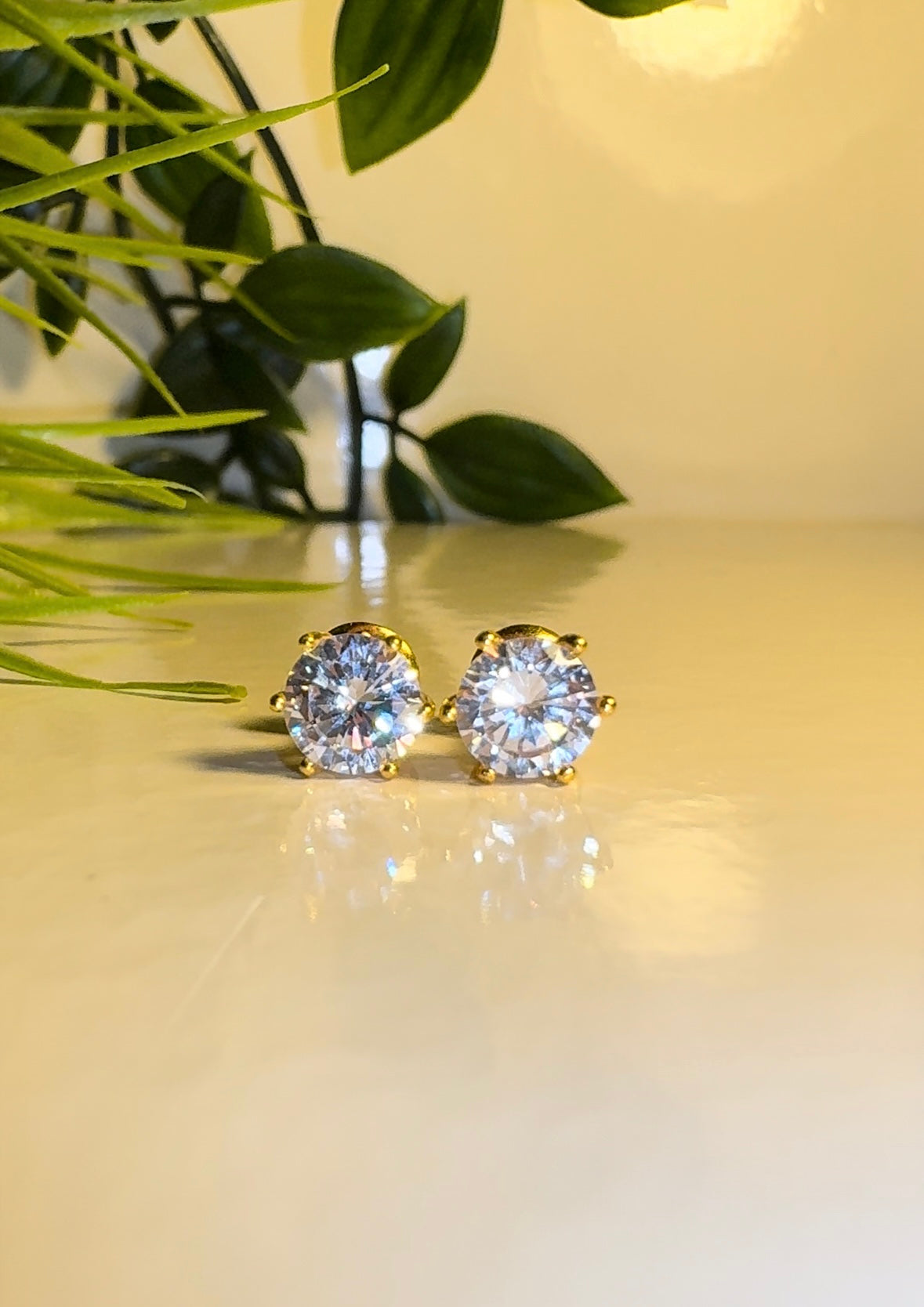 Solitaire Gold Stud Earrings